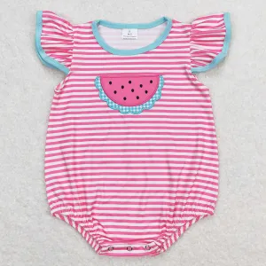 Baby Girls Rompers Pink Stripes Watermelon Flutter Sleeve Rompers SR1268