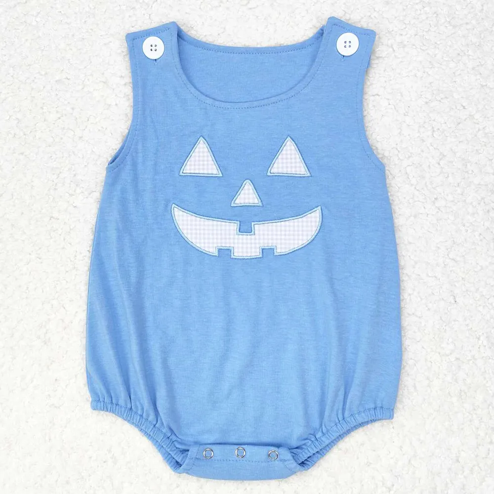 Baby Infant Boys Rompers Blue Halloween Ghost Sibling Sleeveless Rompers SR1926