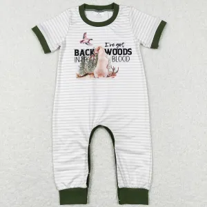 Baby Infant Boys Rompers Dog Duck Hunting Short Sleeve Stripes Rompers SR0633