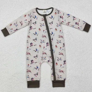 Baby Infant Boys Rompers Grey Fall Ducks Bamboo Hunting Zip Rompers LR1880