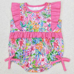 Baby Infant Girls Rompers Ruffle Pink Flowers Rompers SR1036