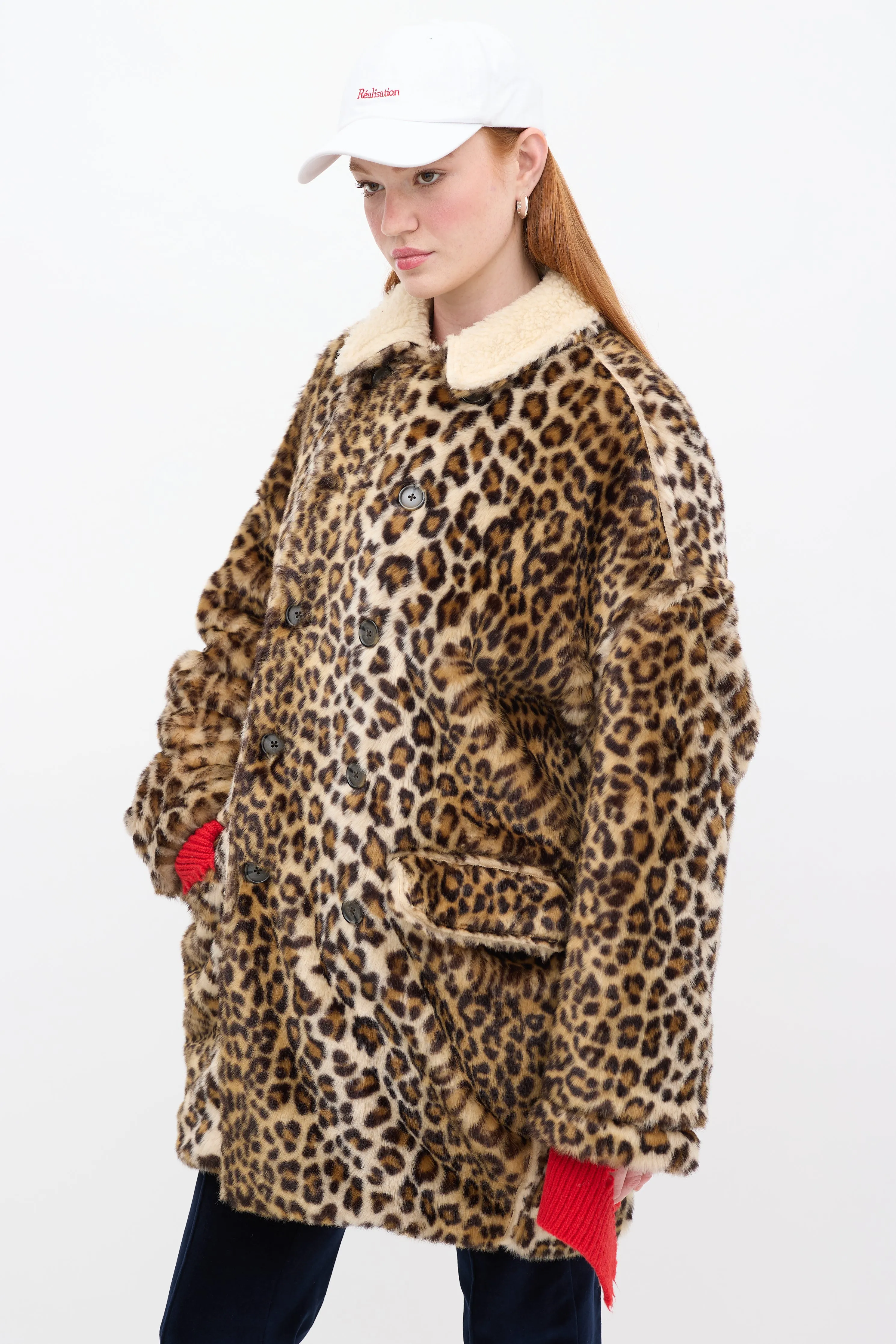 Brown & Black Faux Fur Printed Hunting Coat