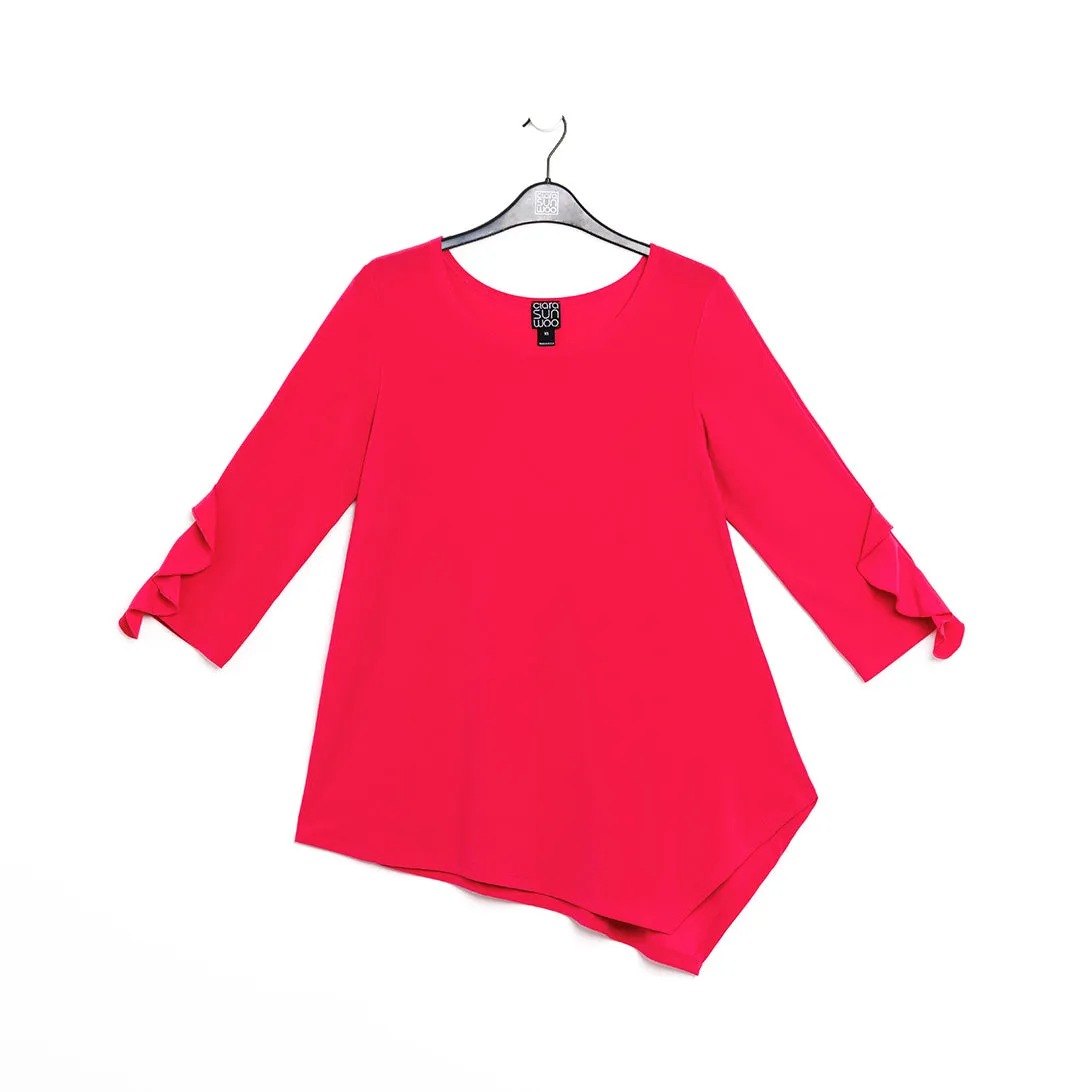 Clara Sunwoo Flutter Cuff Angle Vent Tunic - Hot Pink