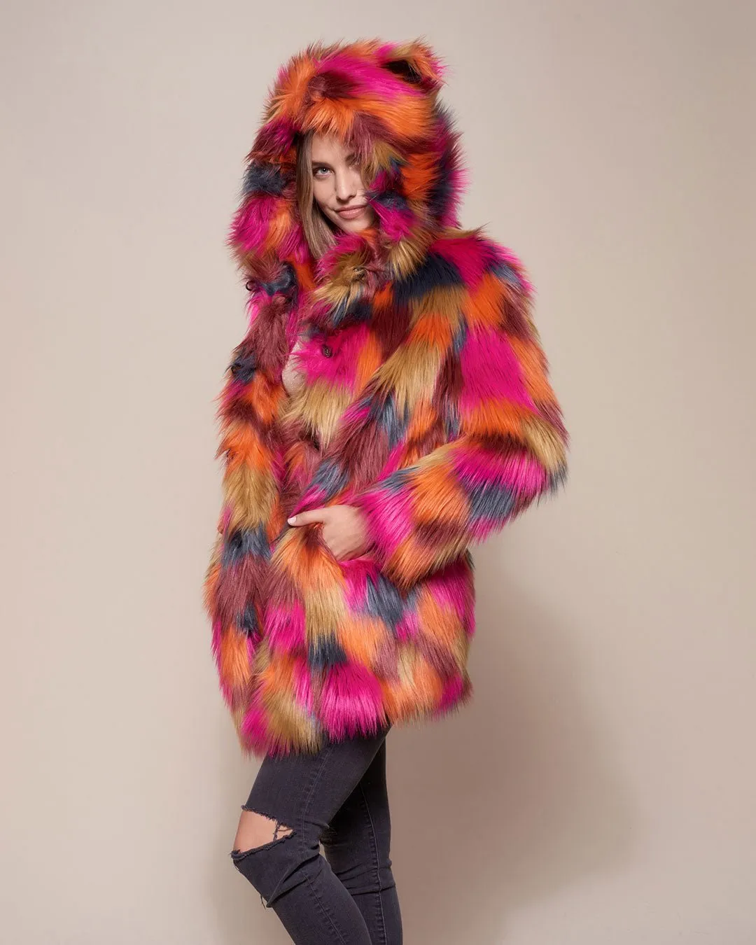 Classic Calico Leopard Faux Fur Coat