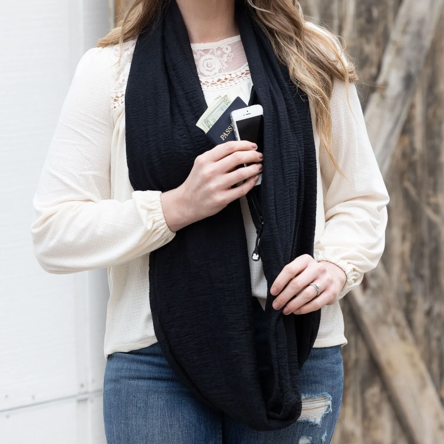 Convertible Infinity Scarf with Pocket™ | Peaceful Black