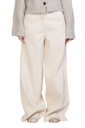 Cotton Denim Wide Legs Pants