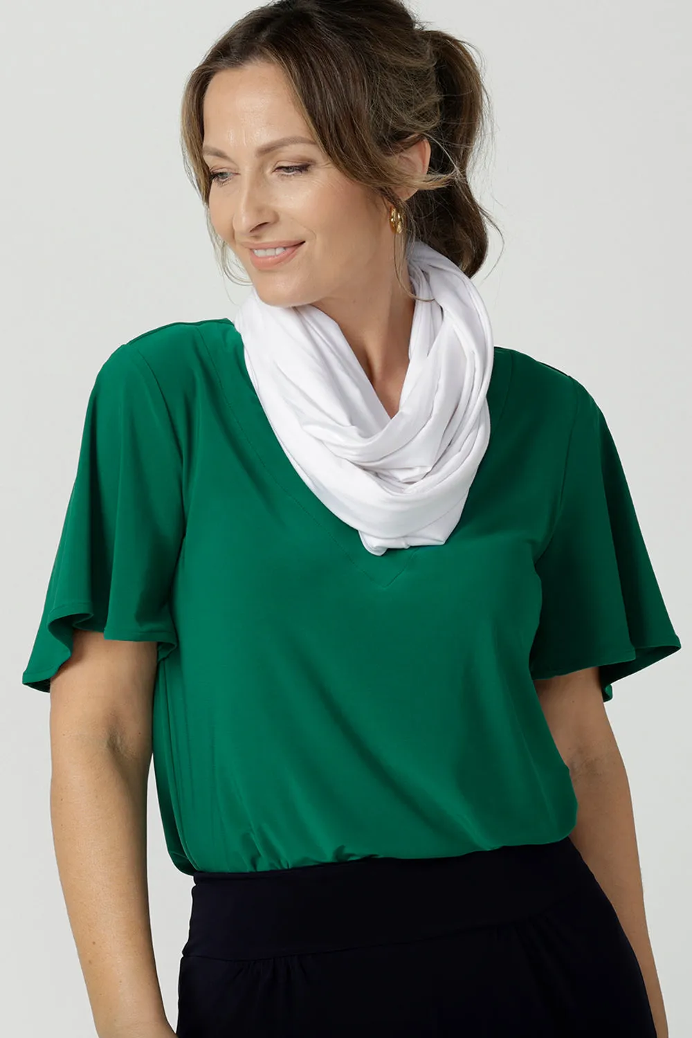 Desiree Infinity Scarf in White Bamboo