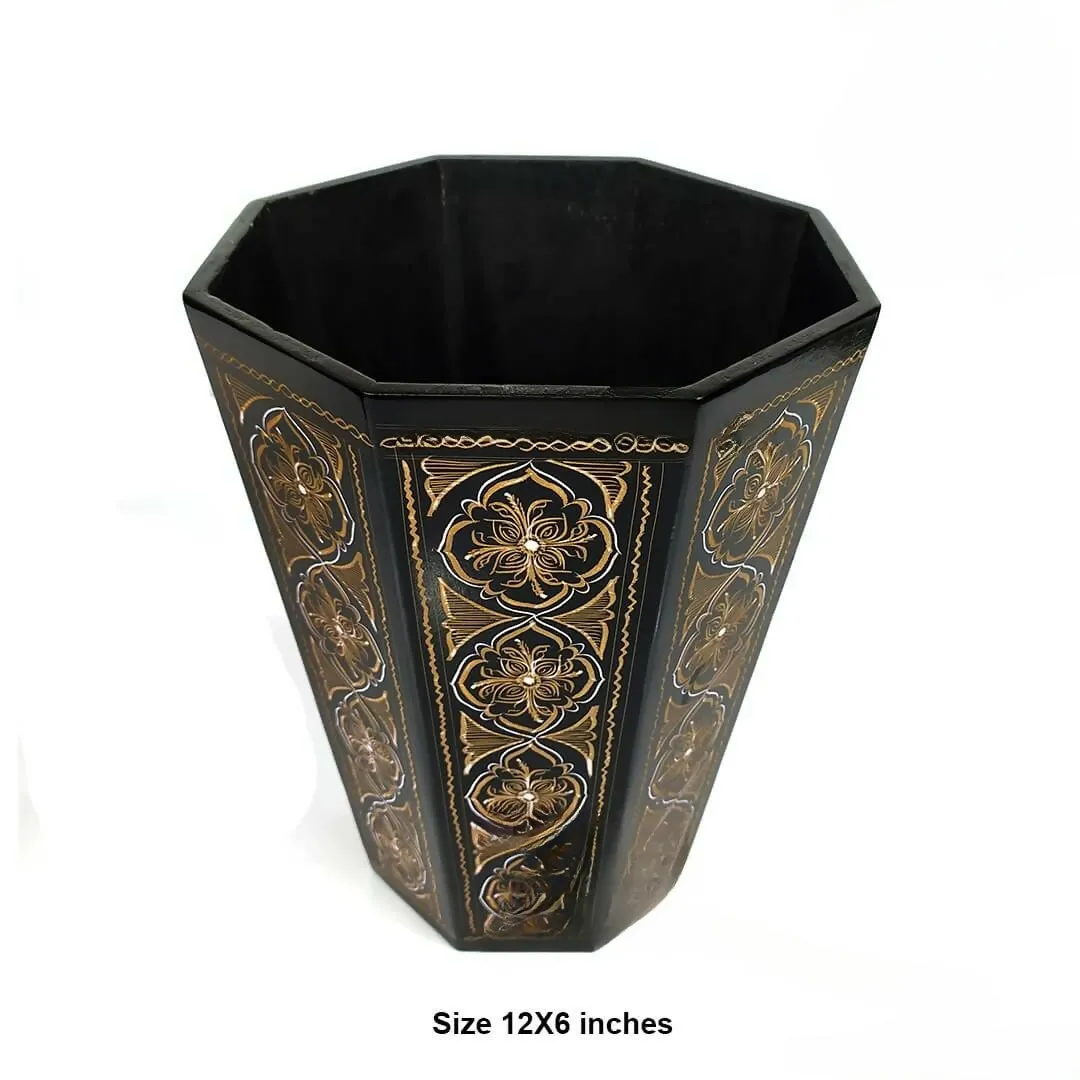 Dustbin Black Lacquer Nakshi Art