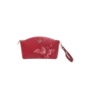 Embroidery Leather Red Magnolia Women‘s Handbag Wallet