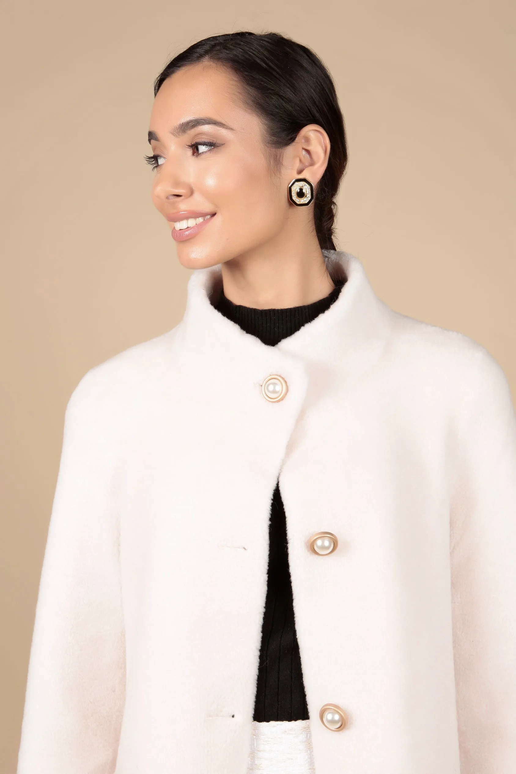 'Eve' Wool Coat in Bianco