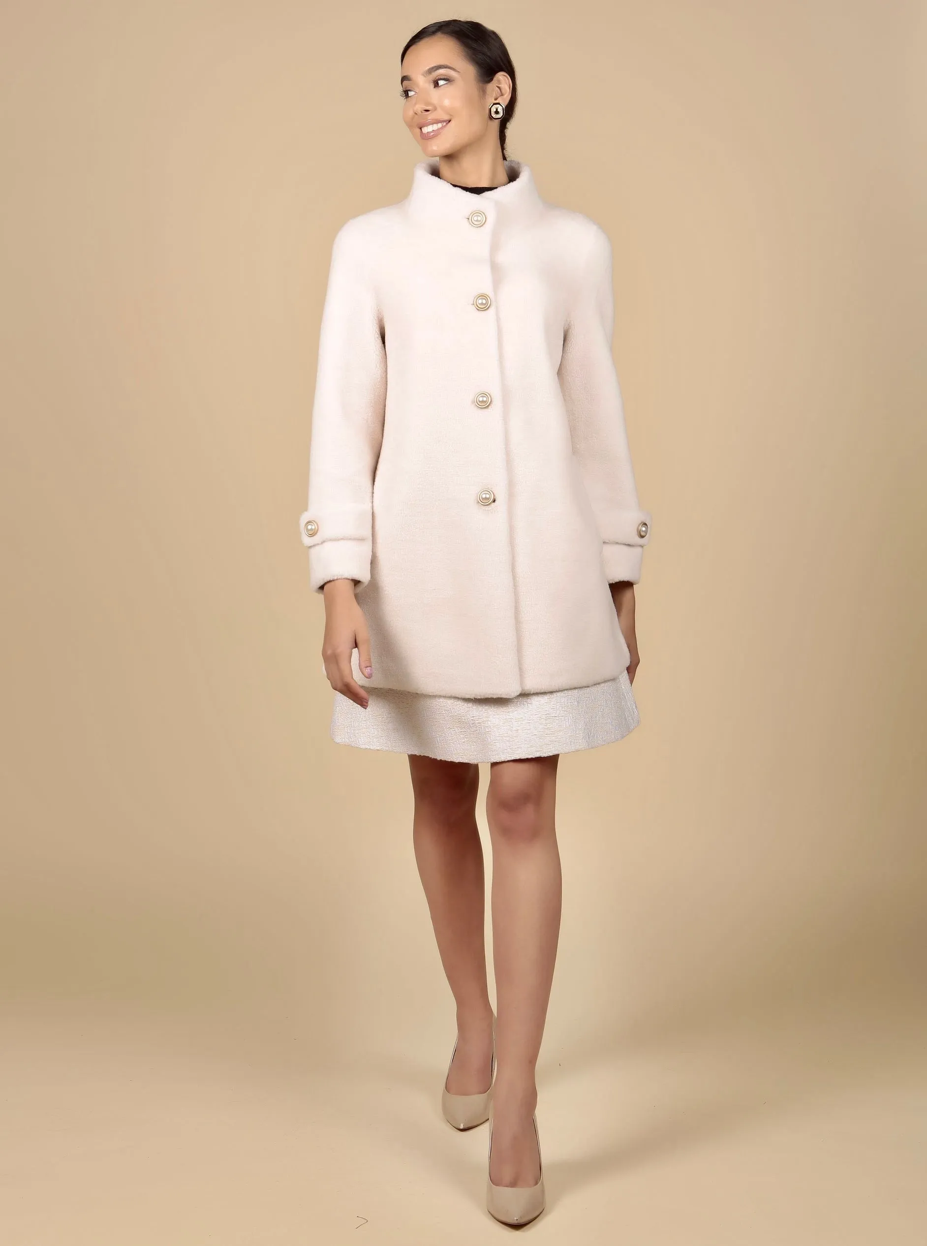 'Eve' Wool Coat in Bianco