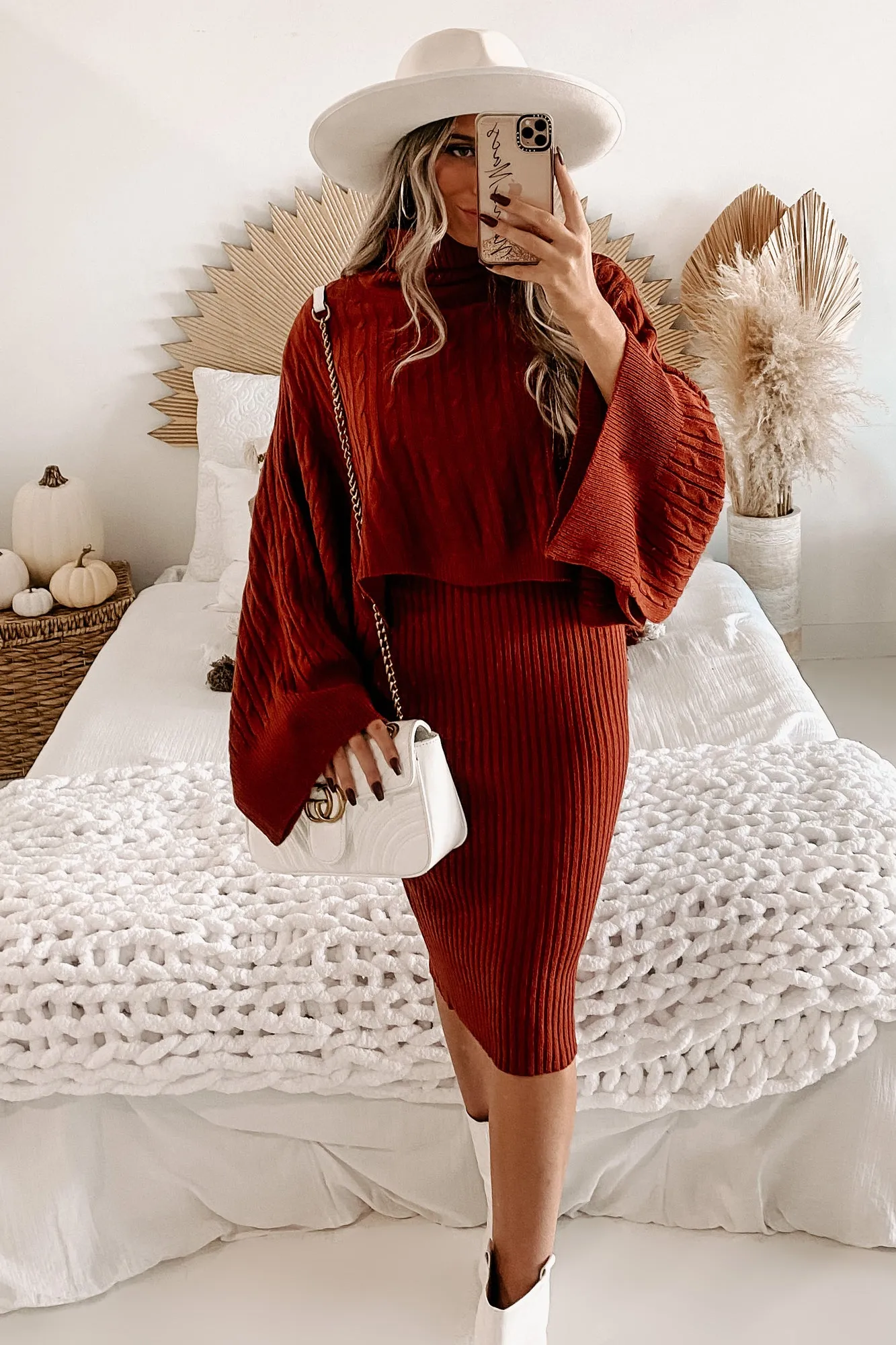 Feel The Warmth Sweater & Dress Set (Wine)