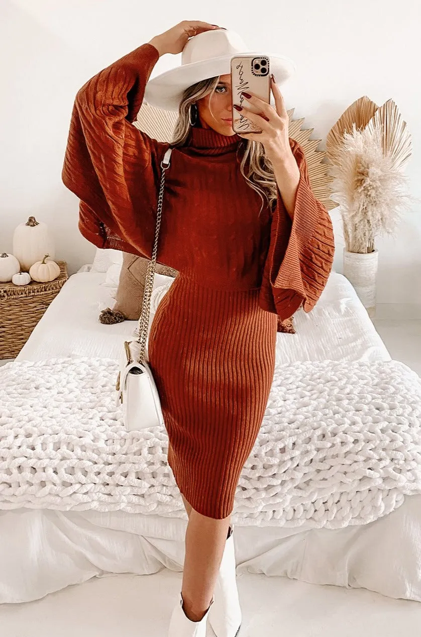 Feel The Warmth Sweater & Dress Set (Wine)