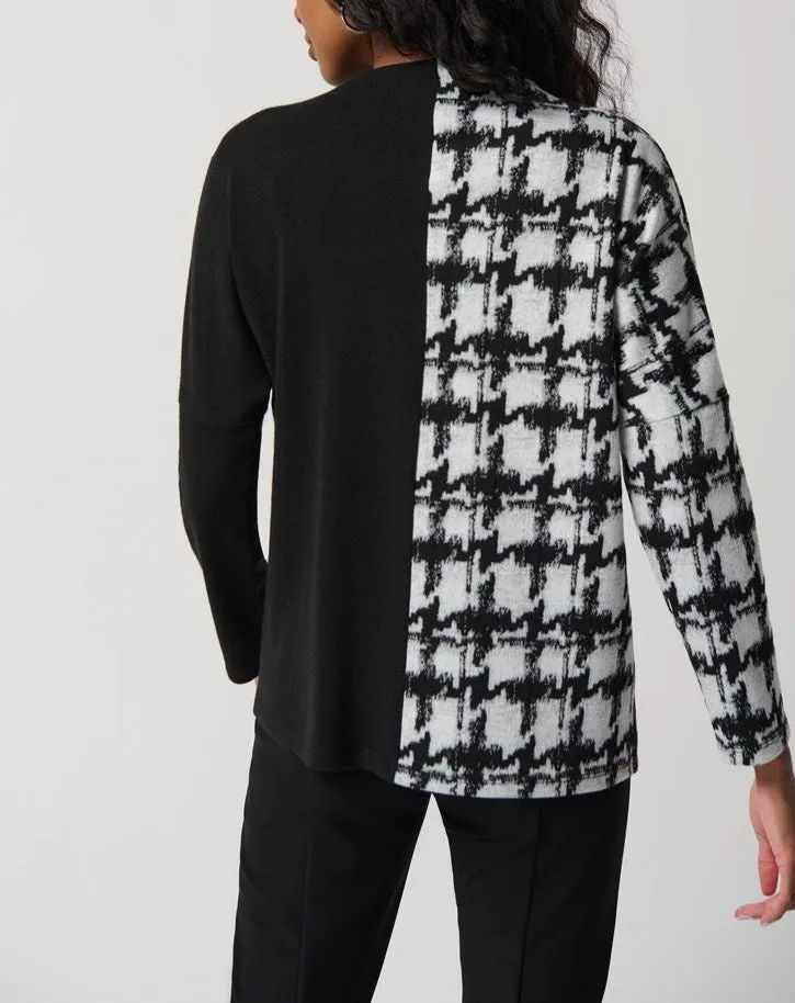 Houndstooth Jacquard Color Block Boxy Top