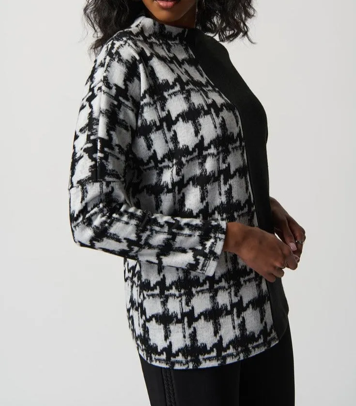 Houndstooth Jacquard Color Block Boxy Top