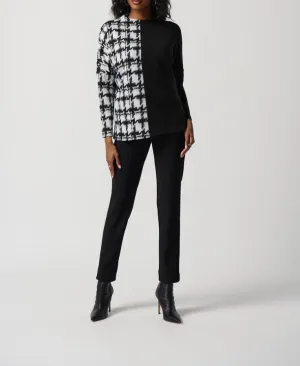 Houndstooth Jacquard Color Block Boxy Top