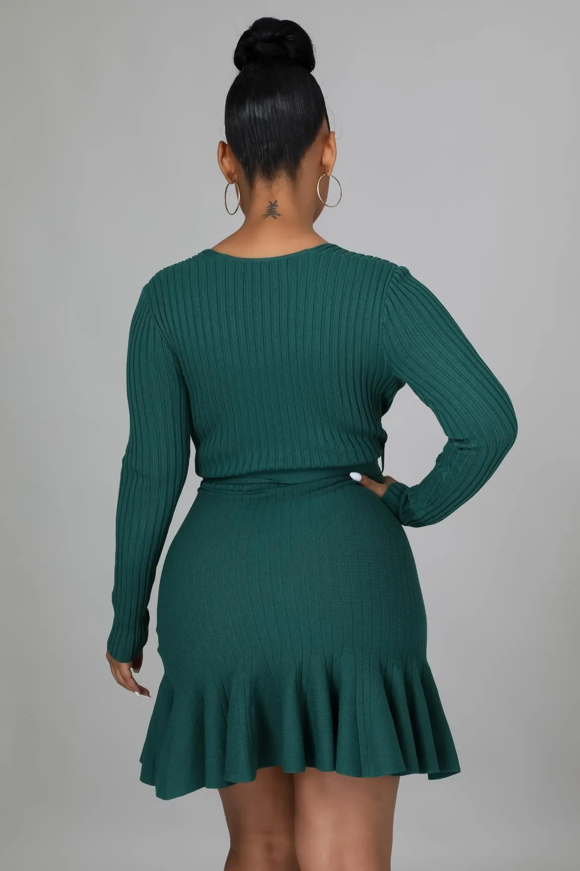 Hunter Green Fit &  Flare Mini Dress