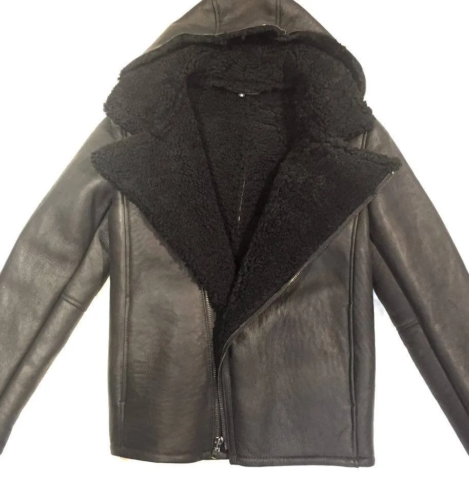 Jakewood Black Shearling Biker Style Jacket