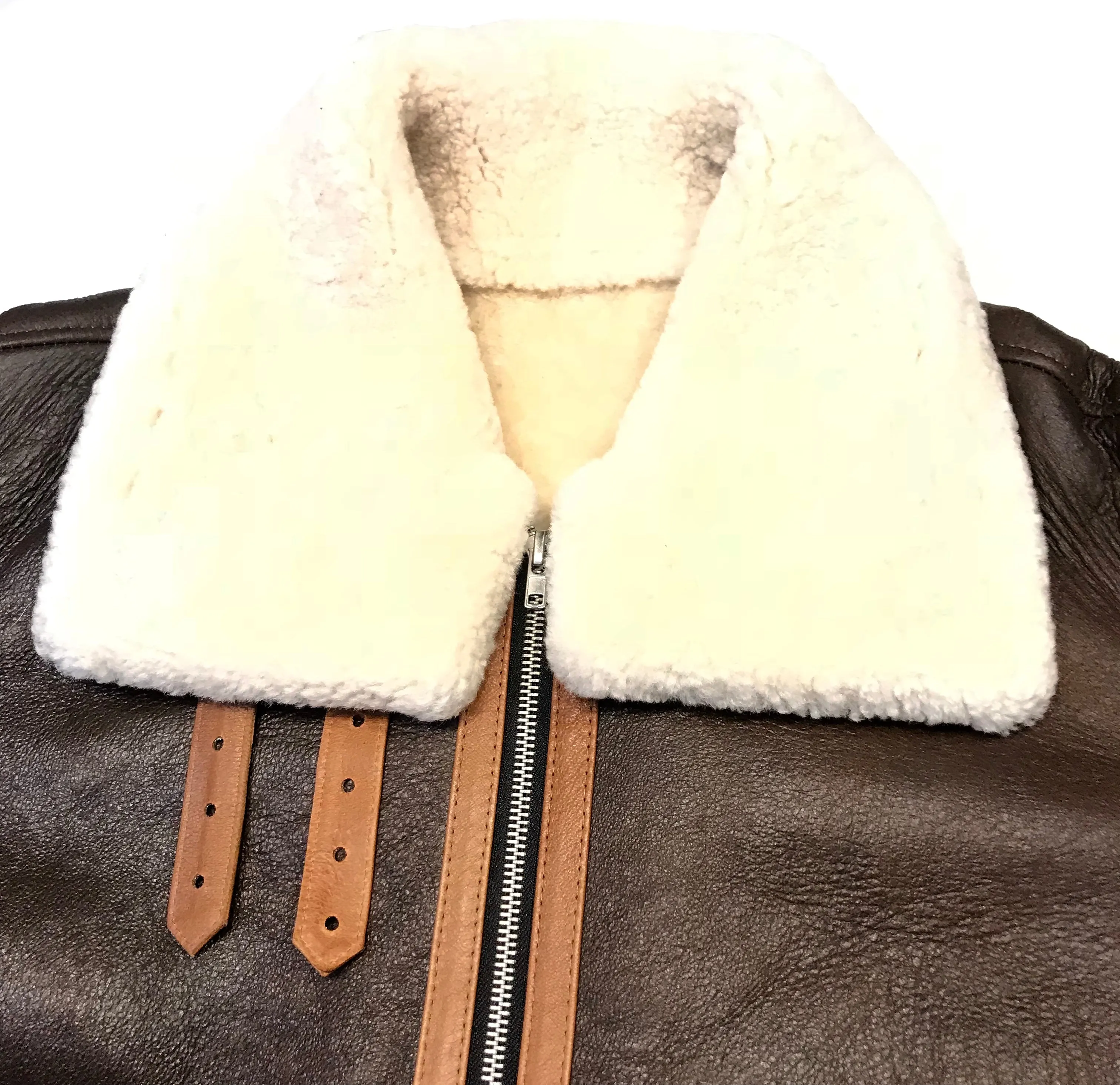 Kashani Two Tone Brown Aviator Shearling Jacket