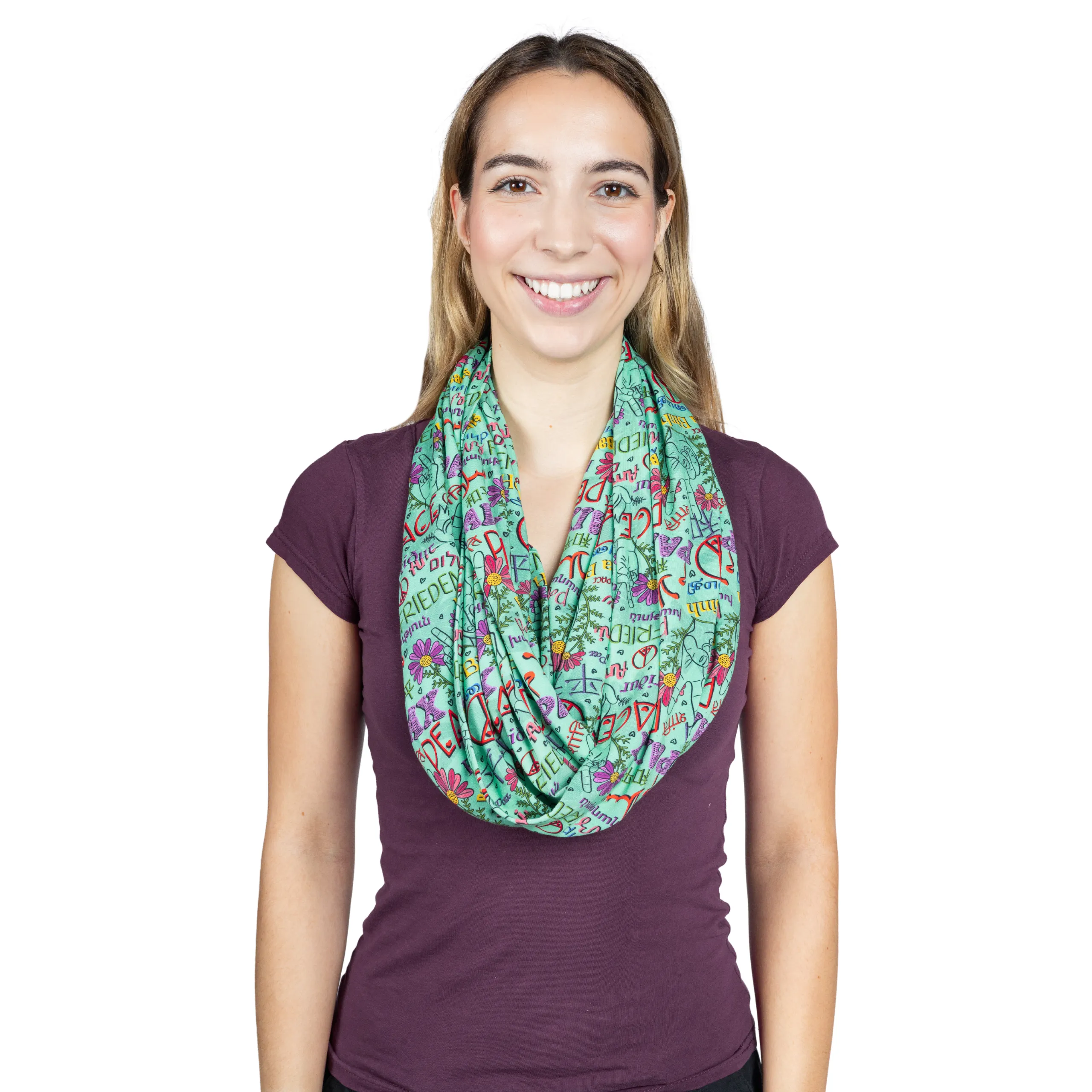 Languages of Peace Infinity Scarf with Pocket