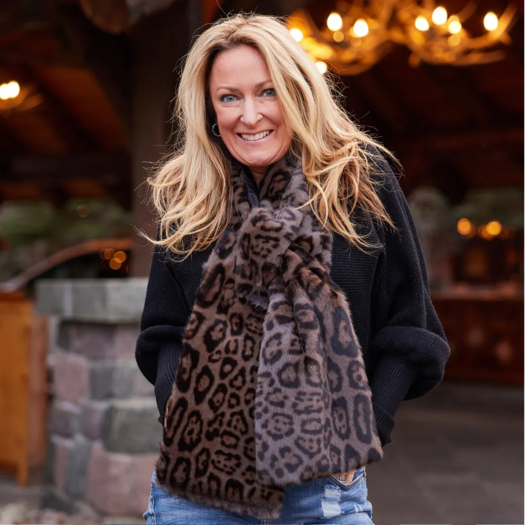 Leopard Faux Fur Scarf