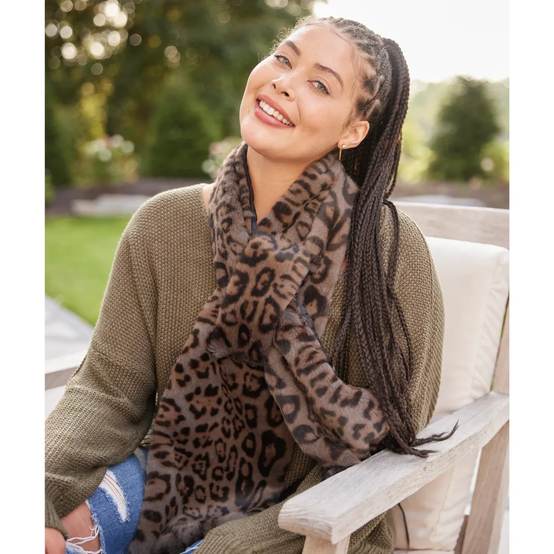 Leopard Faux Fur Scarf