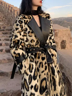 Leopard Faux Fur Trench Coat