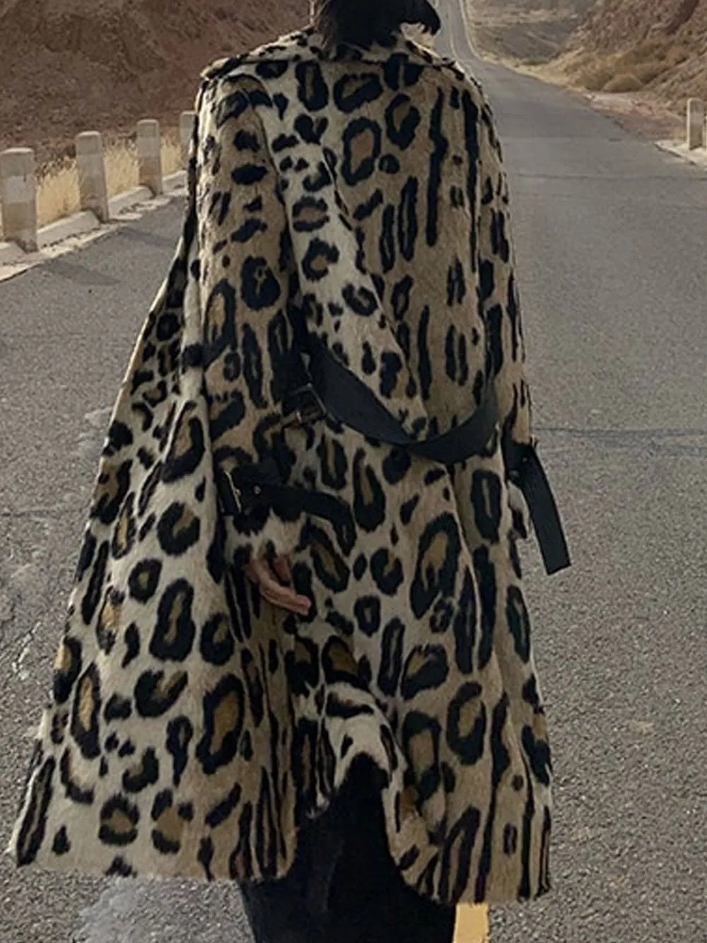 Leopard Faux Fur Trench Coat