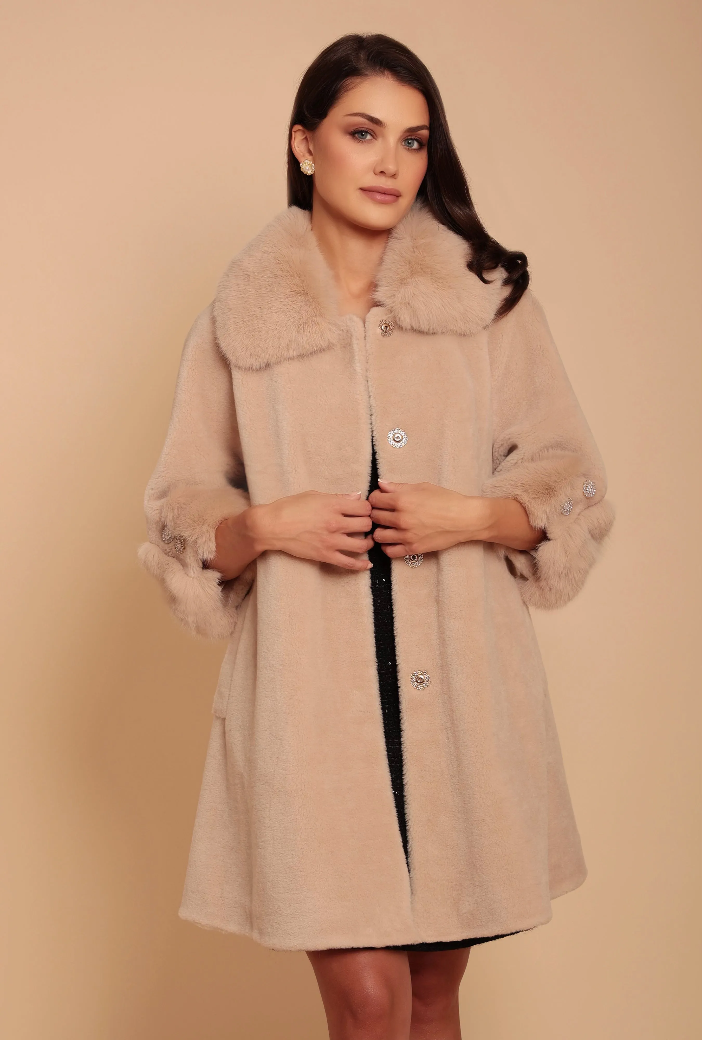 'Marilyn' Wool Swing Coat in Cammello