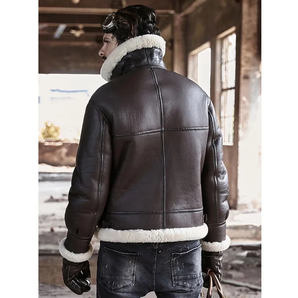 Mens Classic B3 Sheepskin Bomber Shearling Leather Jacket