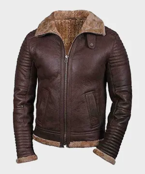 Mens Sheepskin Shearling Brown Jacket