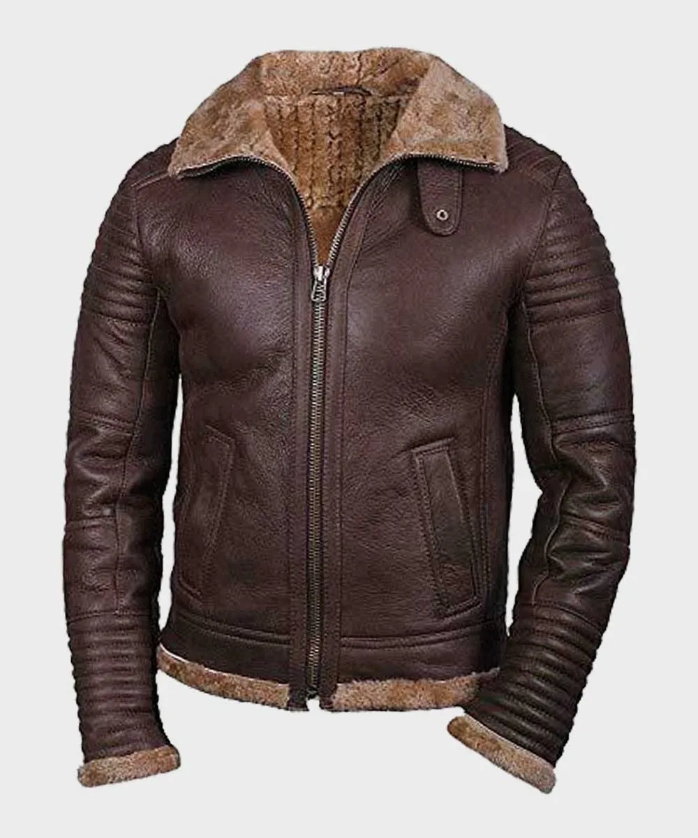 Mens Sheepskin Shearling Brown Jacket