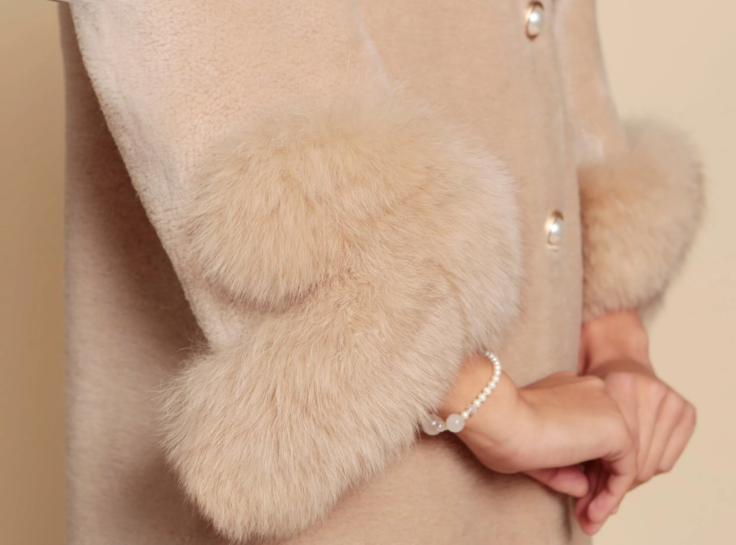 'Monroe' Wool and Faux Fur Teddy Coat in Cammello