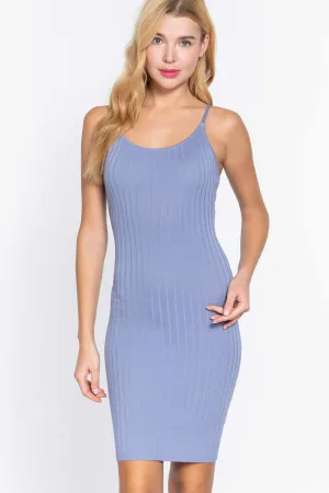 Round Neck Cami Rib Sweater Dress