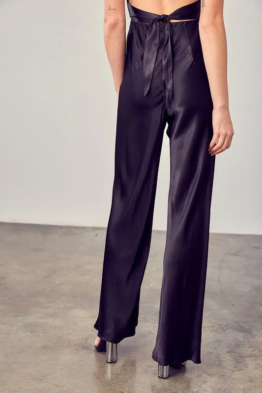 SATIN FLARED PANTS