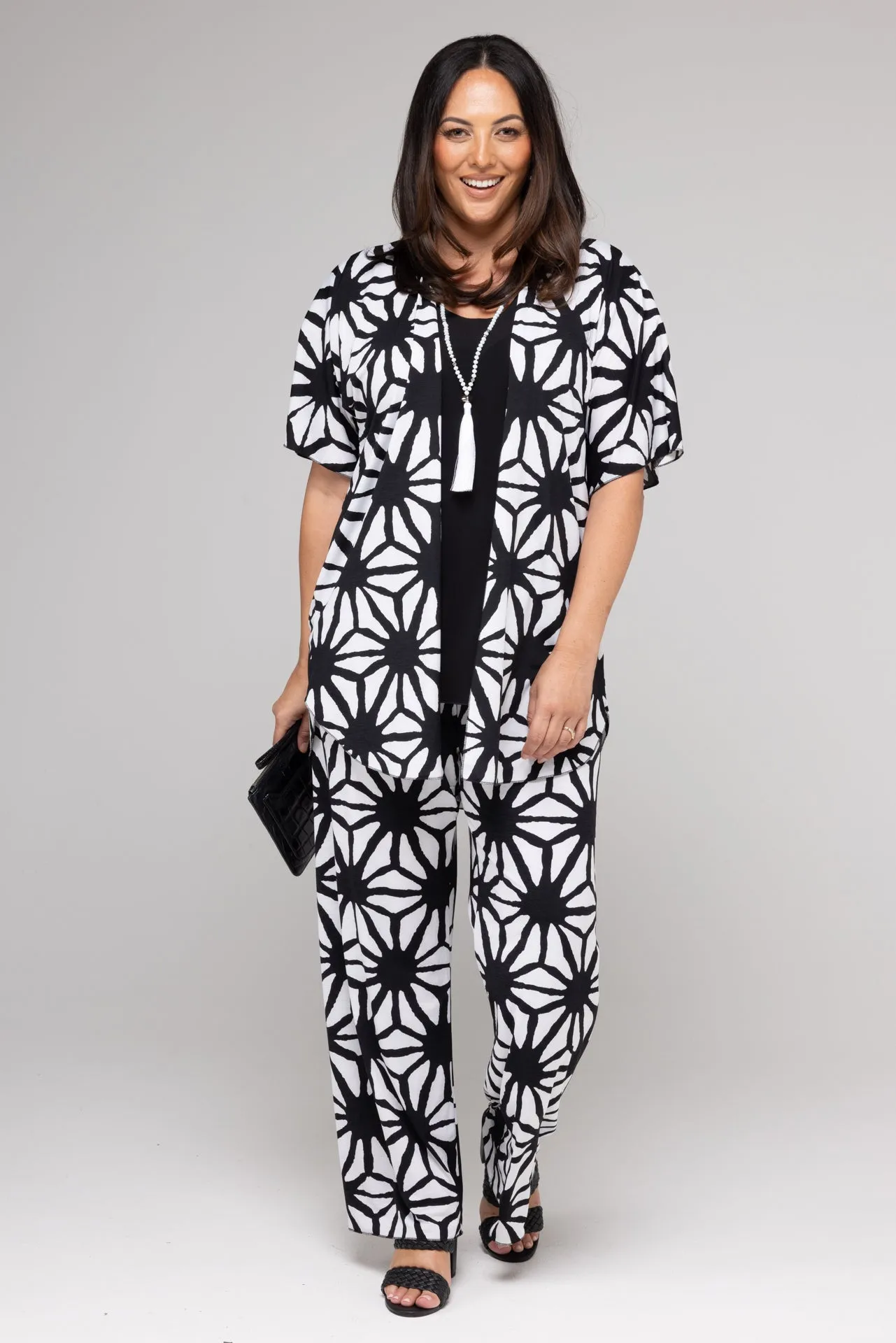 Shatter Print Jersey Short Sleeve Kimono