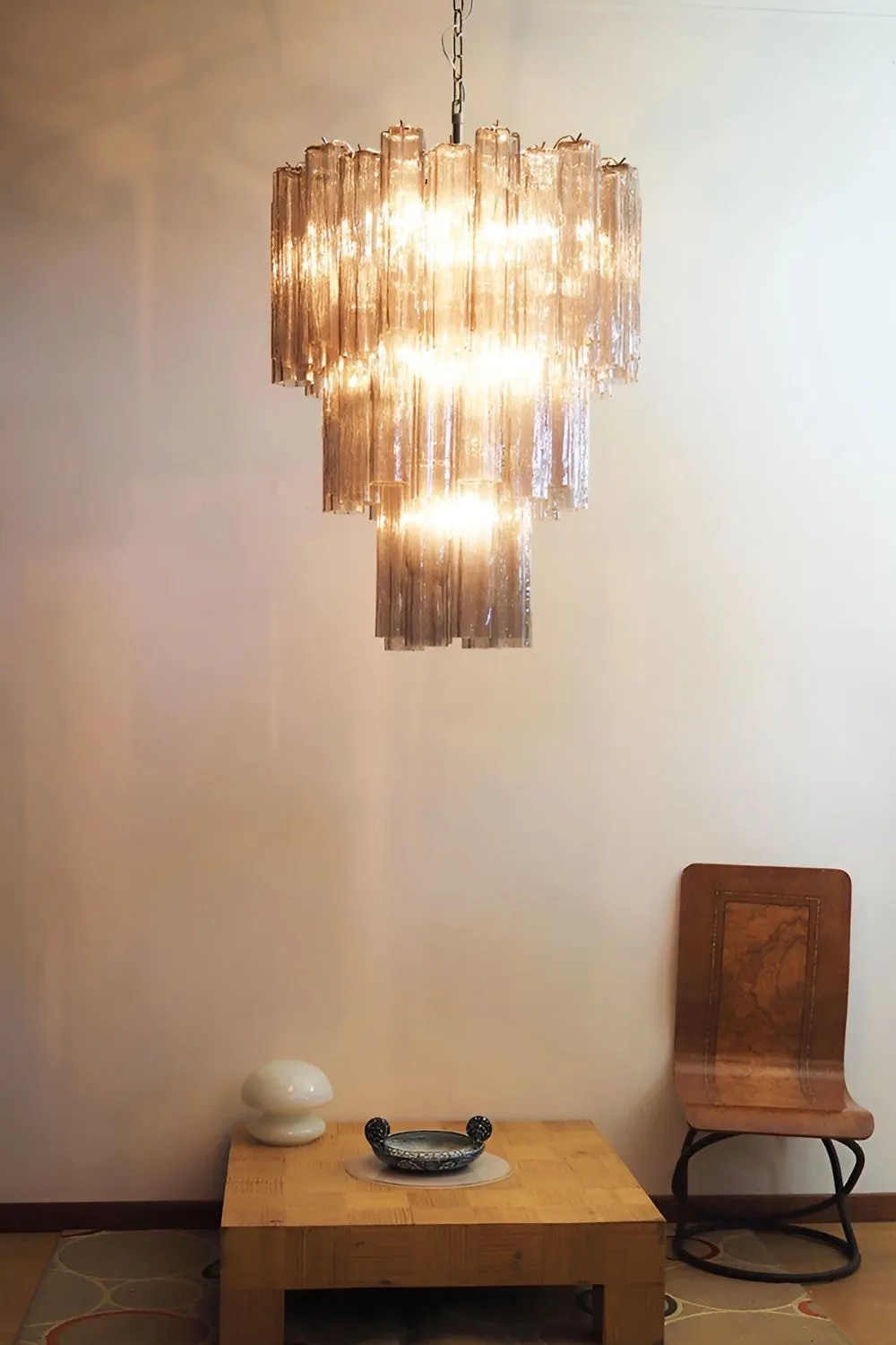 Smoked three-tier Murano chandelier