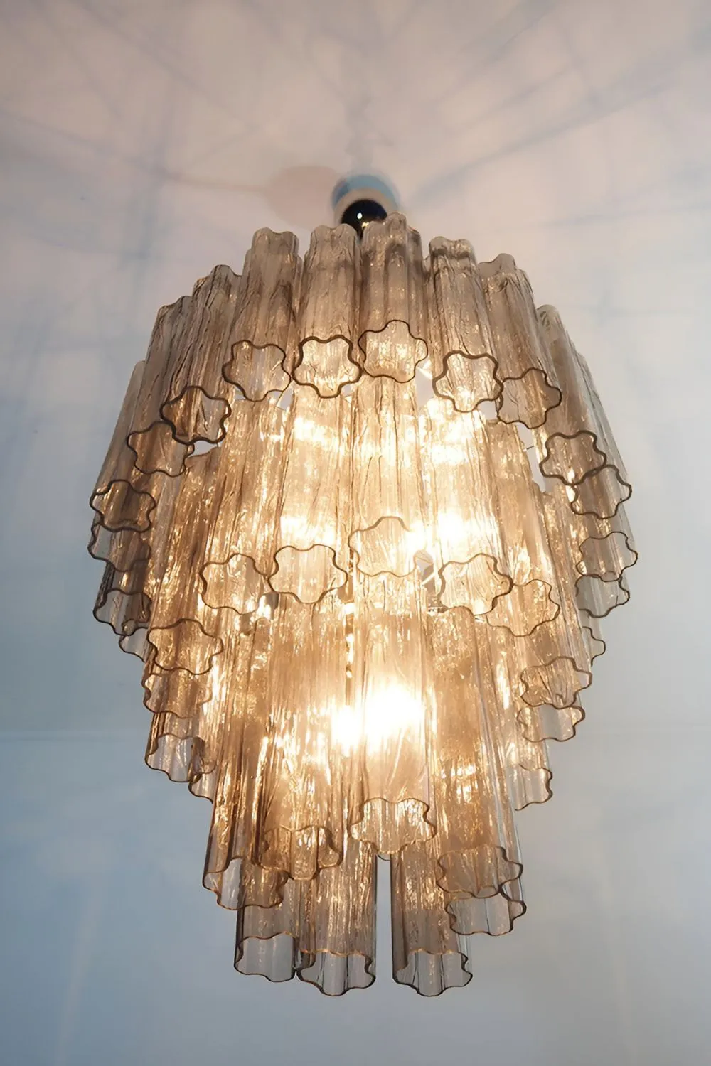 Smoked three-tier Murano chandelier