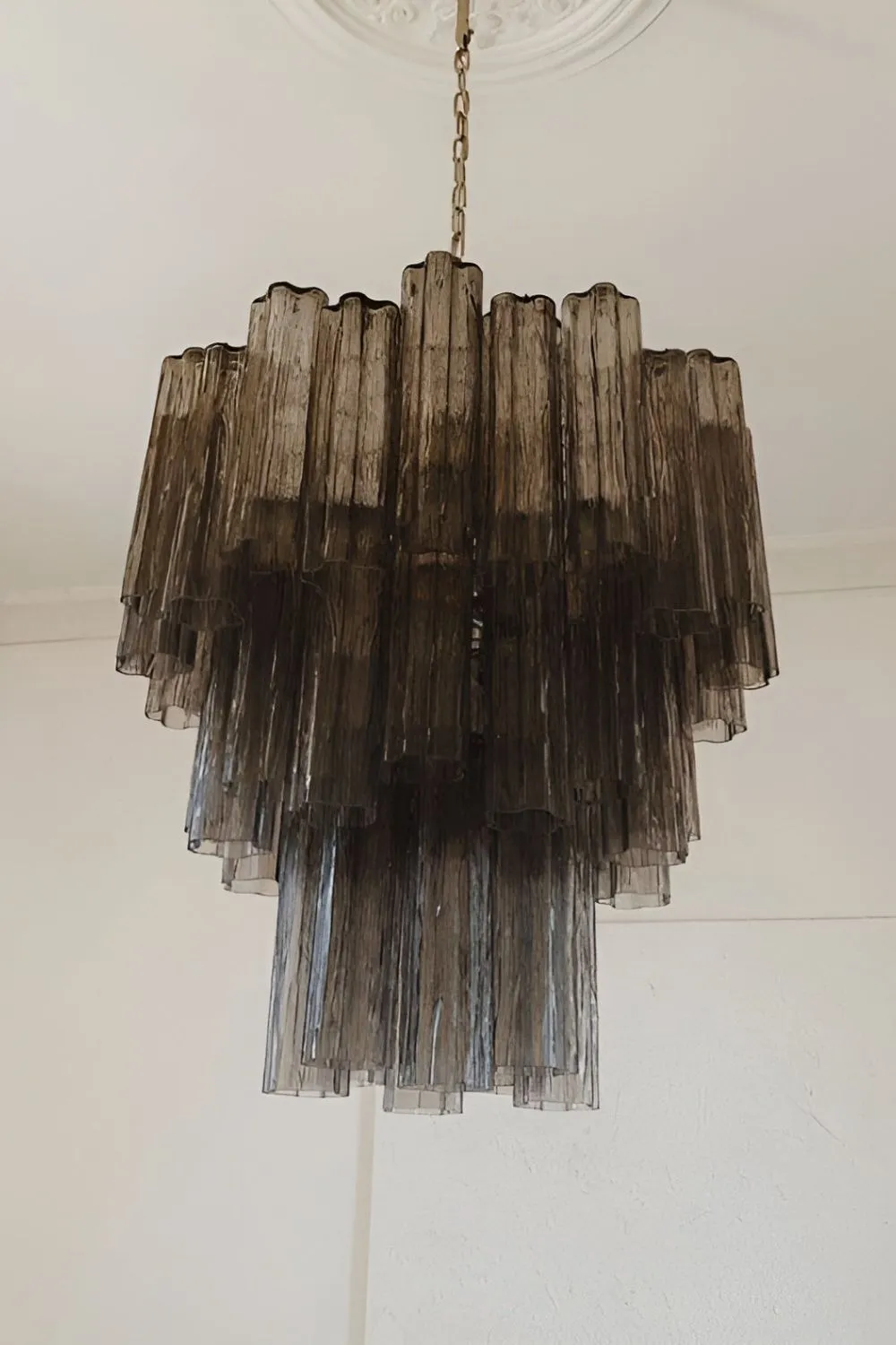 Smoked three-tier Murano chandelier