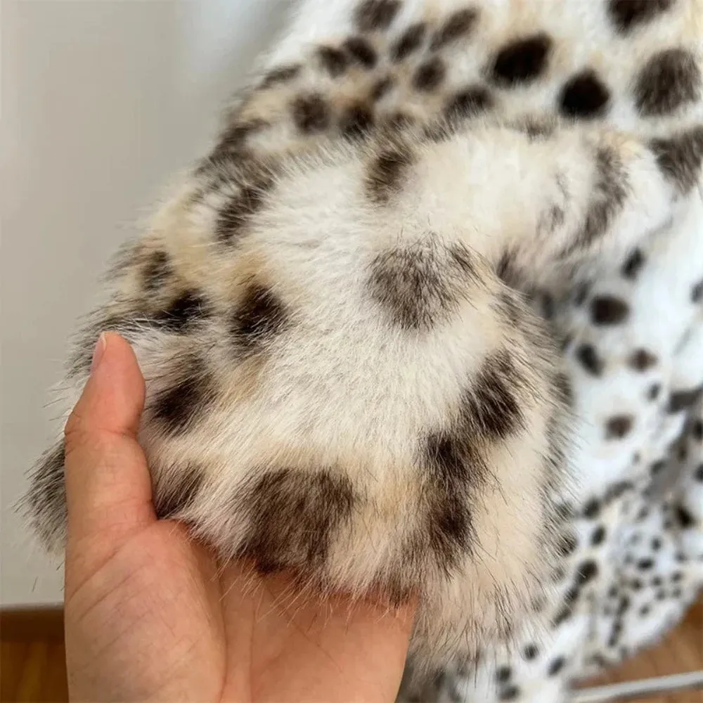 Snow Leopard Style Faux Fur Coat