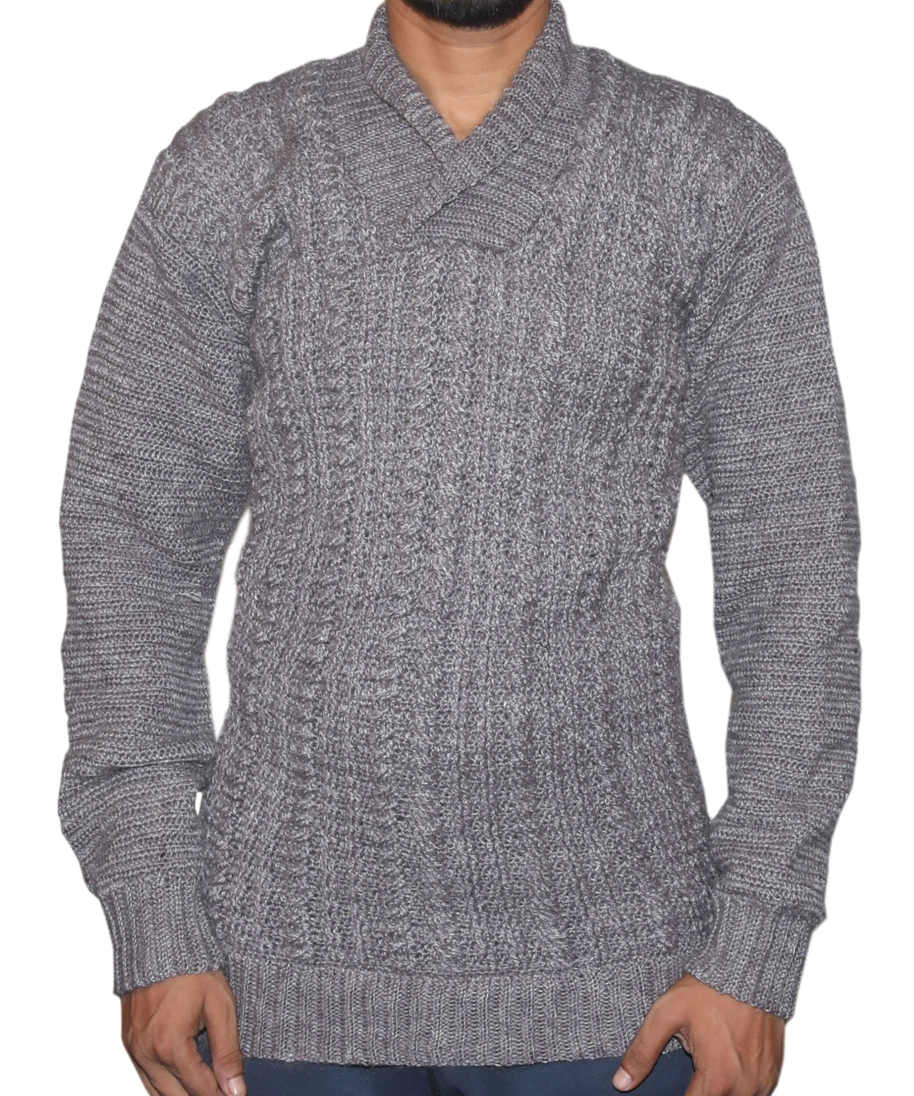 Stylish Look With Shawl Neck For Men Graminarts Handmade Woollen Sweater