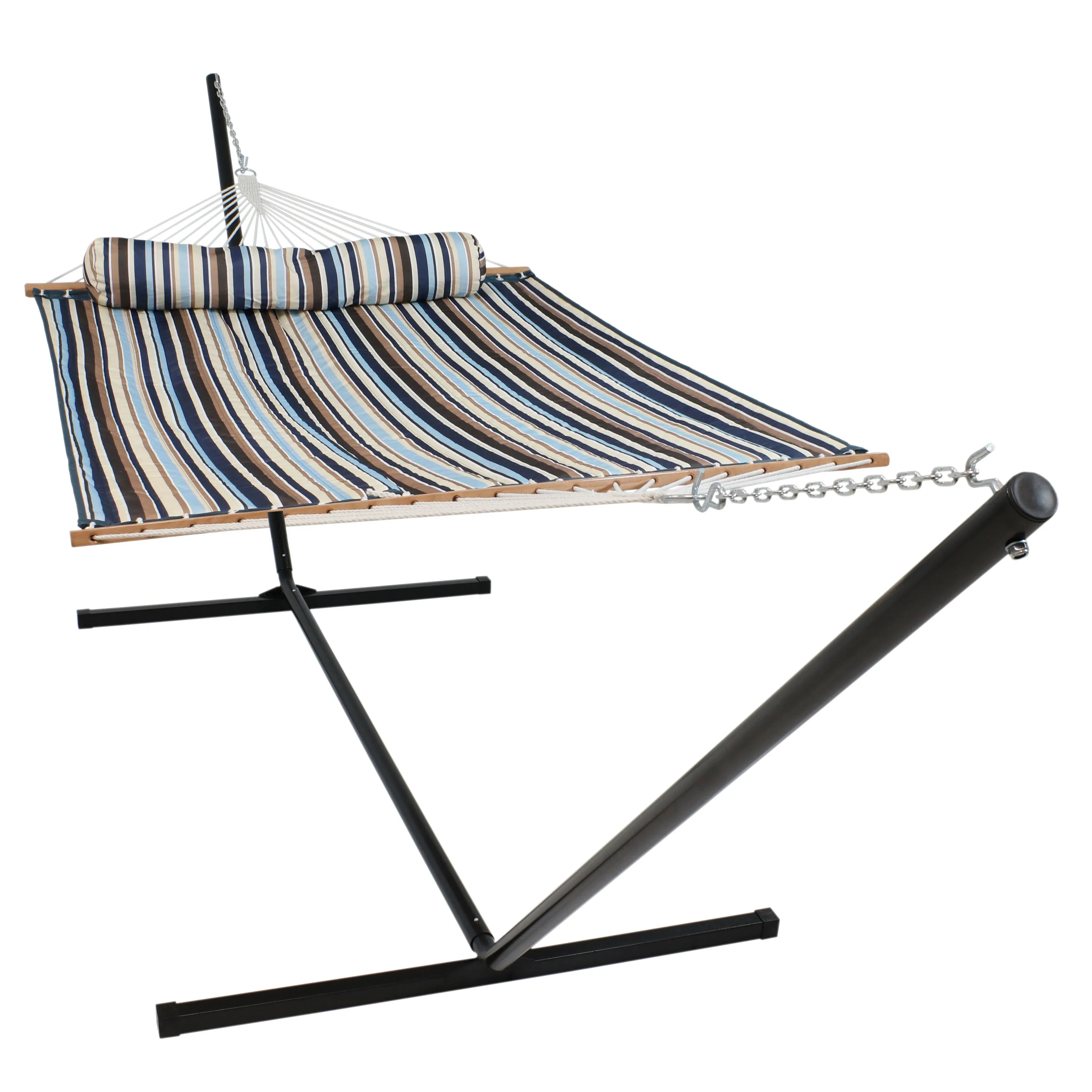 Sunnydaze 2-Person Freestanding Quilted Fabric Hammock with Stand