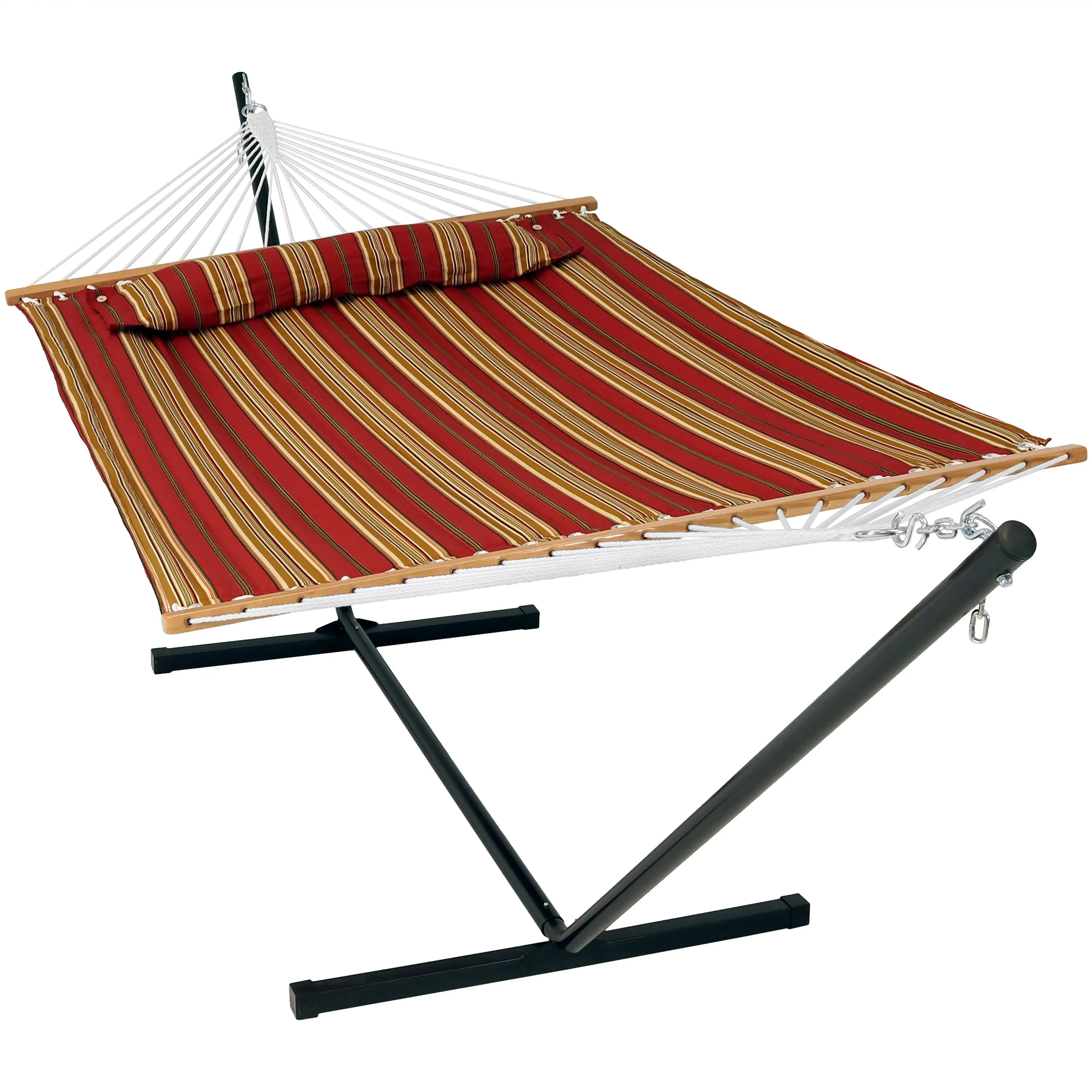 Sunnydaze 2-Person Freestanding Quilted Fabric Hammock with Stand