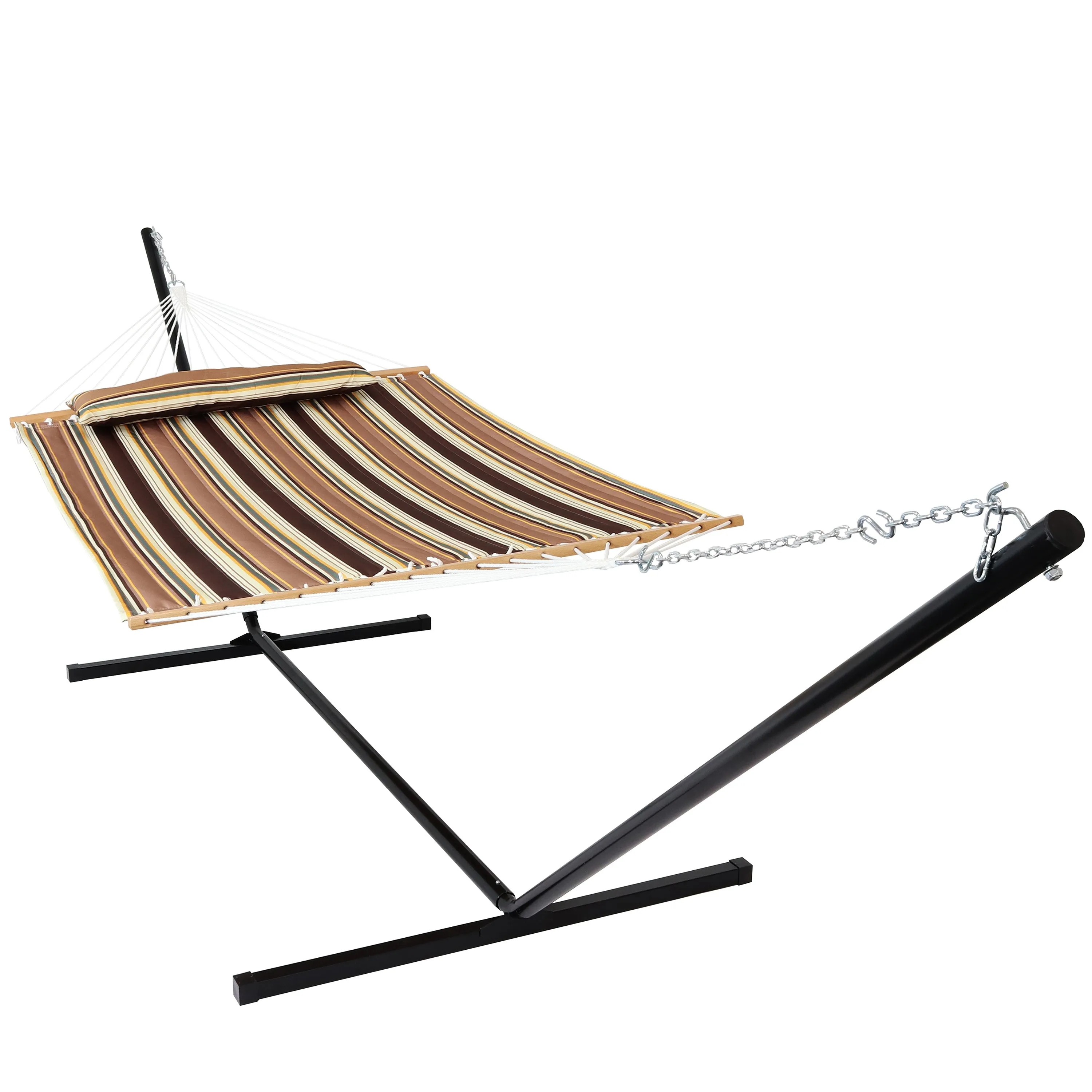 Sunnydaze 2-Person Freestanding Quilted Fabric Hammock with Stand