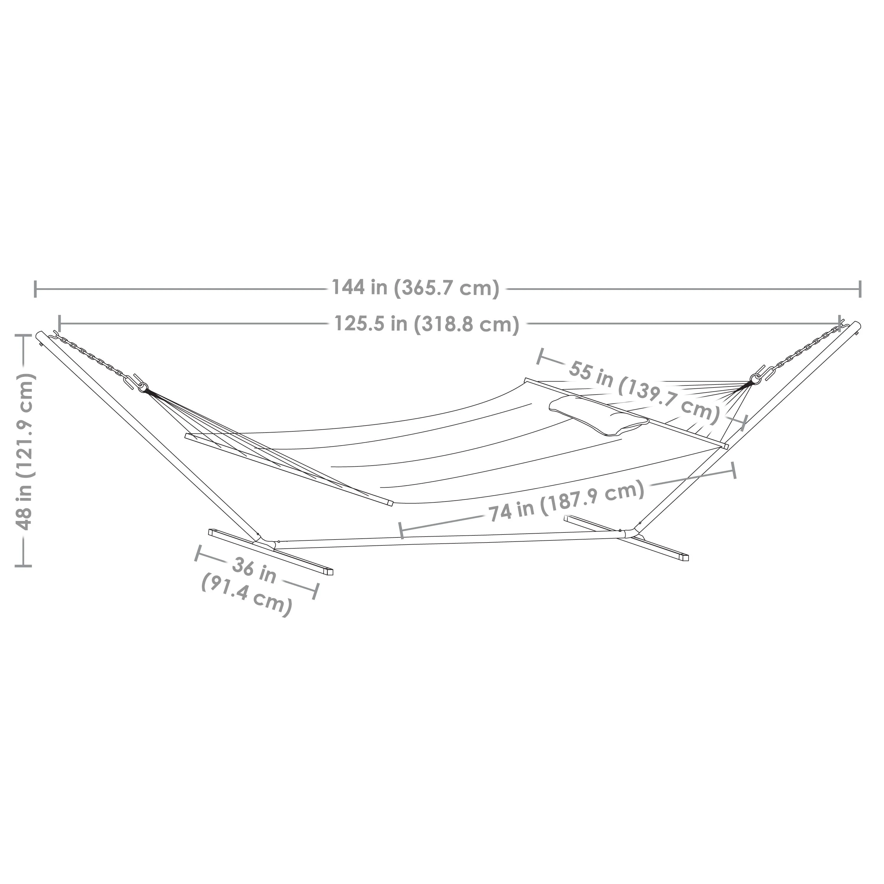 Sunnydaze 2-Person Freestanding Quilted Fabric Hammock with Stand