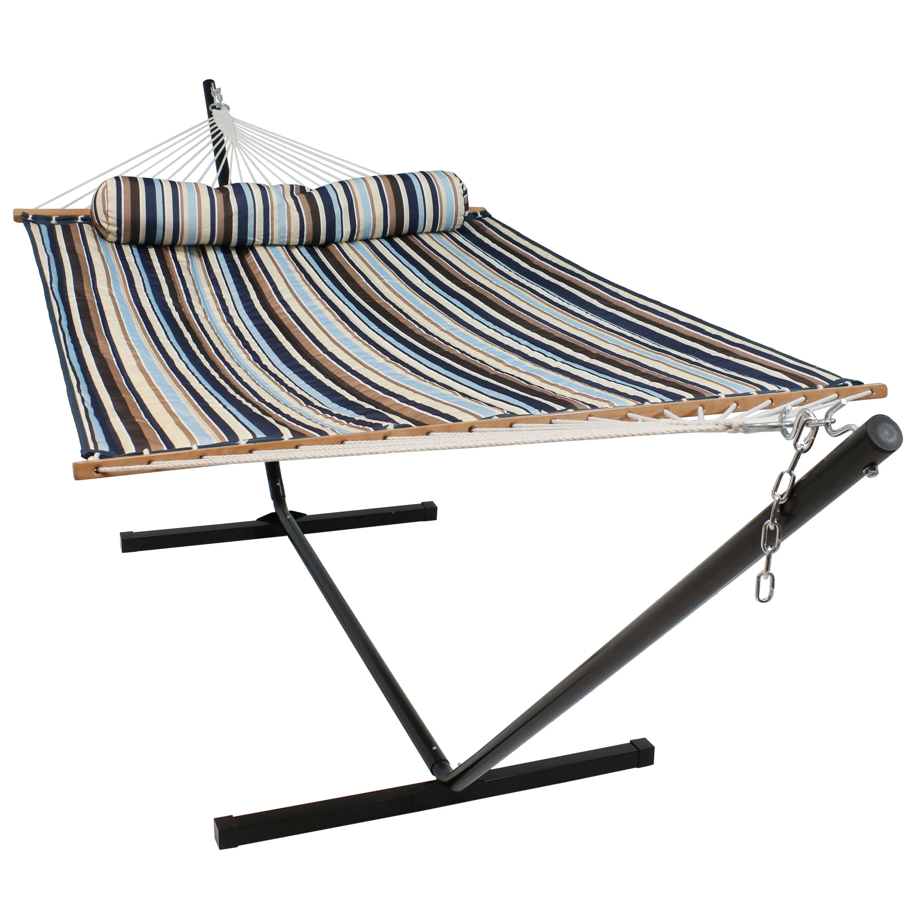 Sunnydaze 2-Person Freestanding Quilted Fabric Hammock with Stand