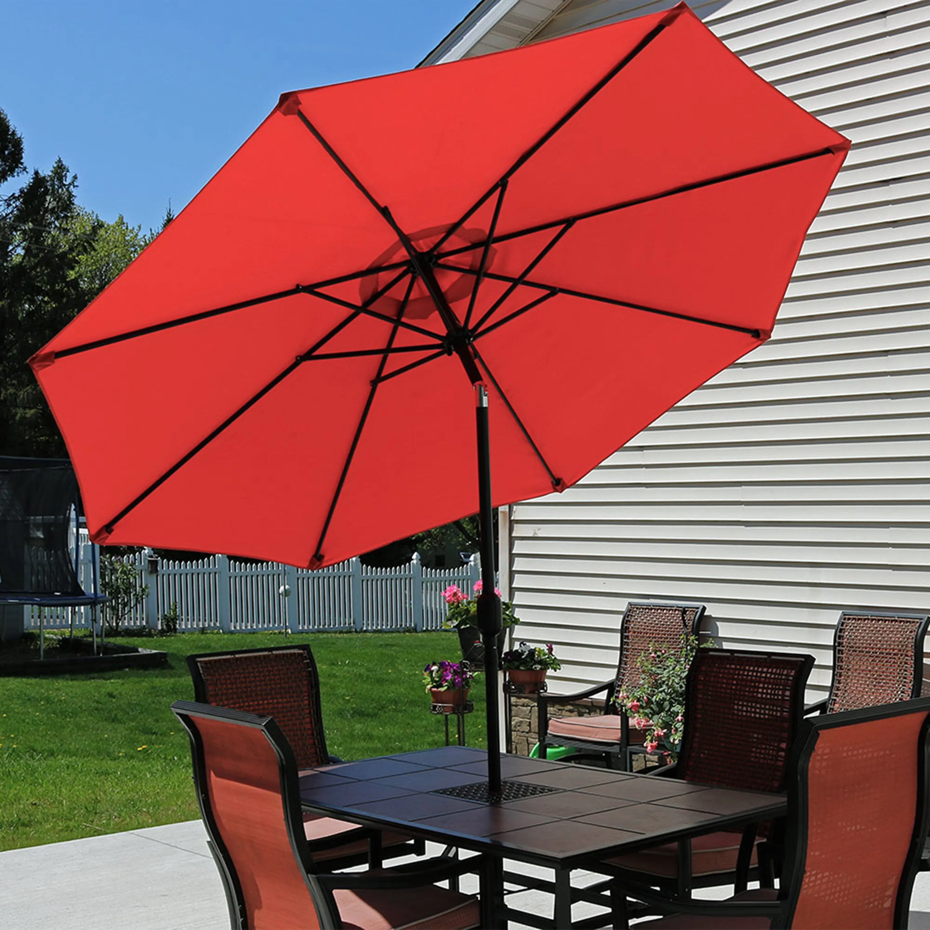 Sunnydaze Aluminum 9' Patio Umbrella with Tilt and Crank