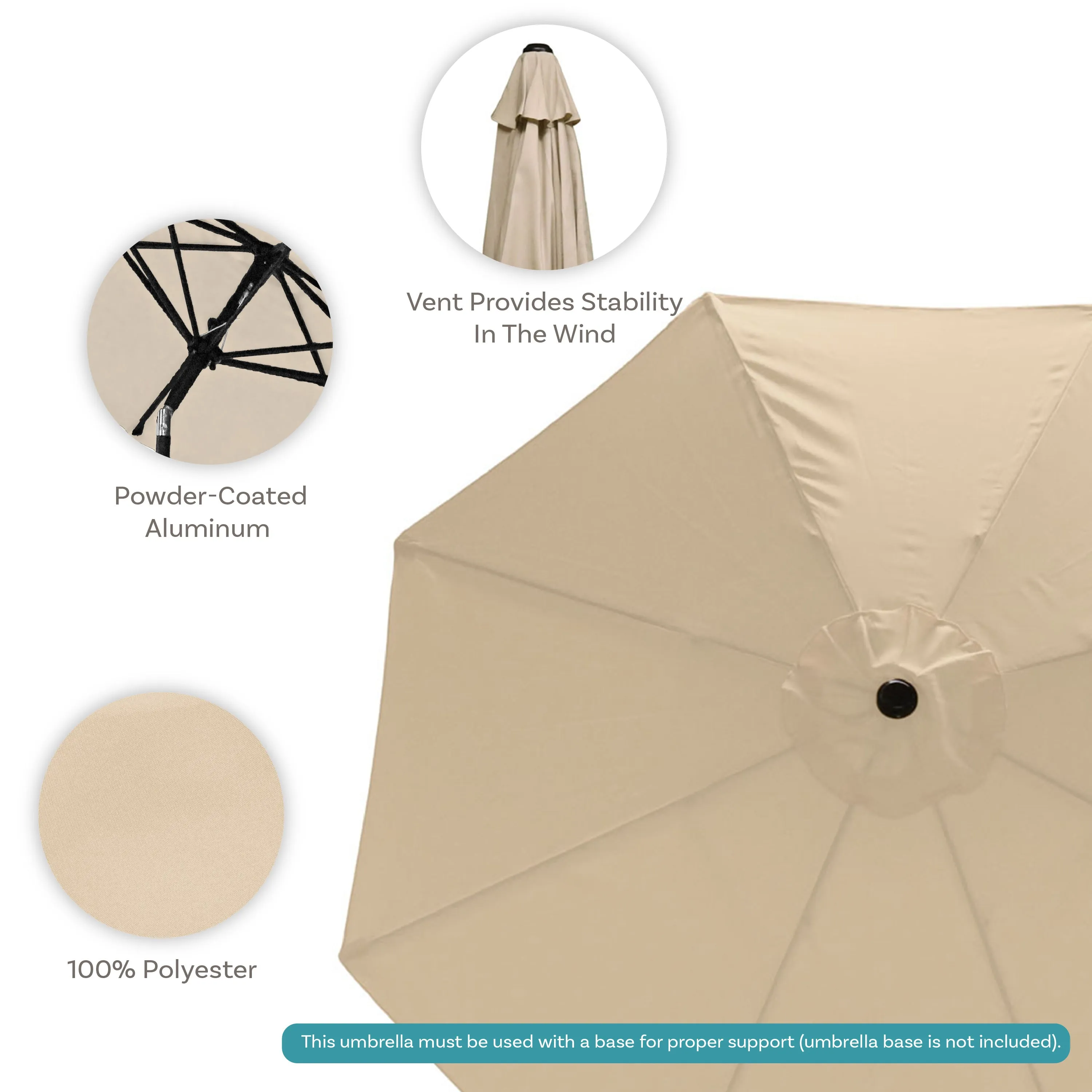 Sunnydaze Aluminum 9' Patio Umbrella with Tilt and Crank