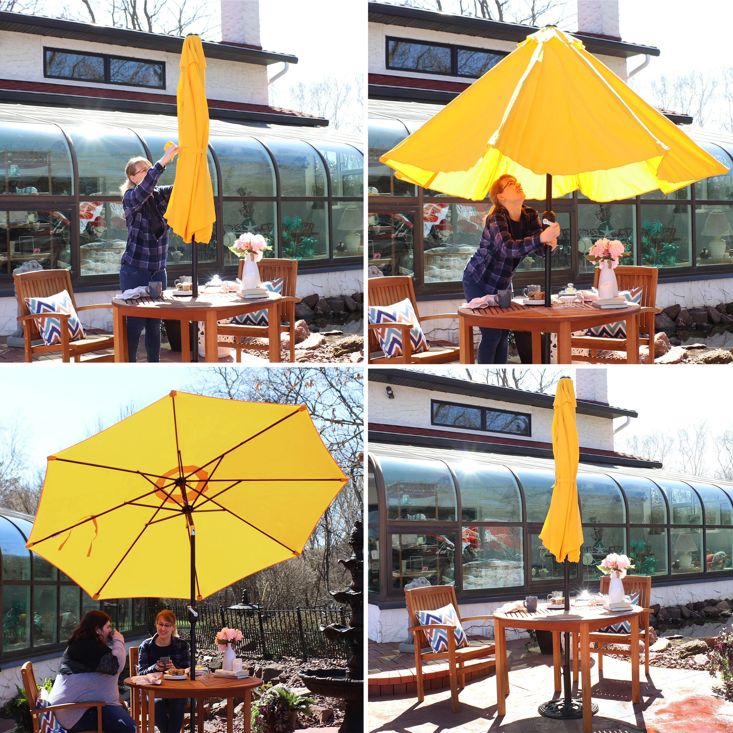 Sunnydaze Aluminum 9' Patio Umbrella with Tilt and Crank