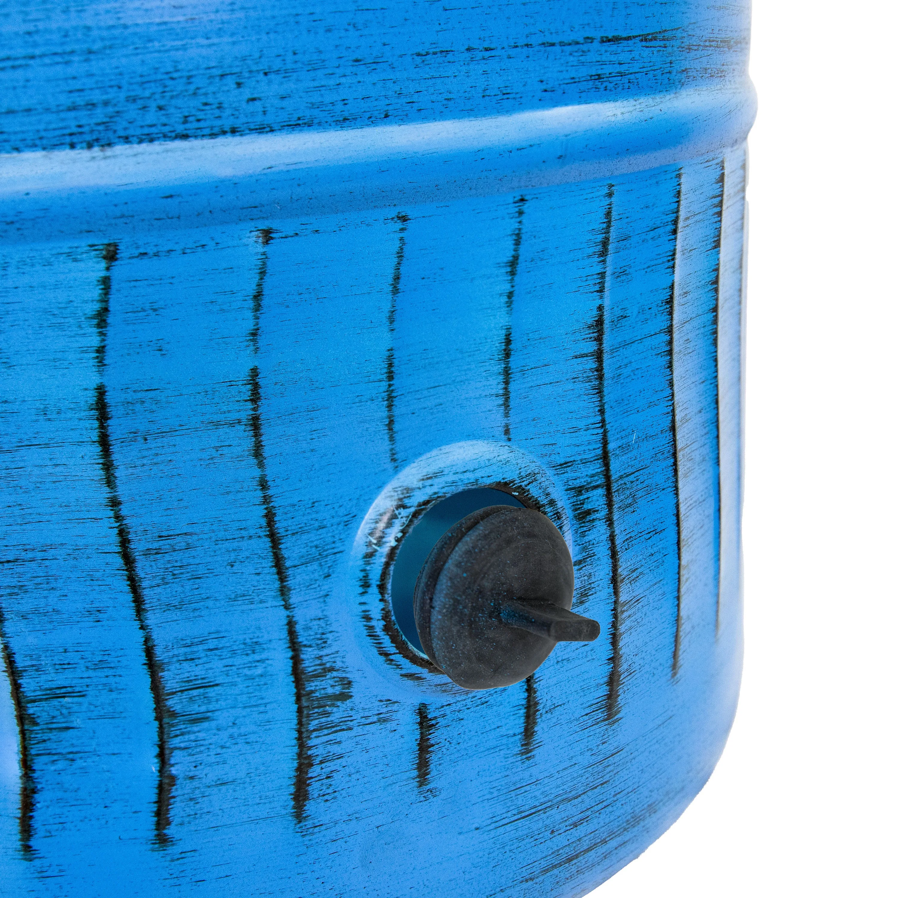 Sunnydaze Embossed Metal Garden Hose Holder Pot with Lid - Blue Patina